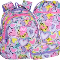 Ilustracja produktu CoolPack Zestaw Szkolny Pastel Hearts 3el. Plecak F029832 + Piórnik F062832 + Worek F070832