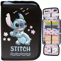 Ilustracja Paso Piórnik Dwuklapkowy z Wyposażeniem Stitch Niebieski DS25GG-P001