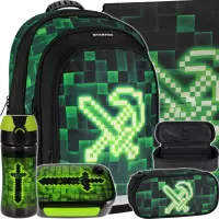 Ilustracja produktu Starpak Zestaw 5el. Pixel Green Plecak 533137 + Worek 533139 + Piórnik 533141 + 558663 + 558656
