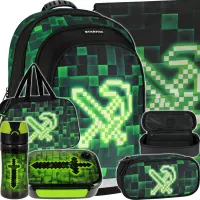 Ilustracja produktu Starpak Zestaw 6el. Pixel Green Plecak 533137 + Worek 533139 + Piórnik 533141 + Torba 533140 + 558663 + 558656