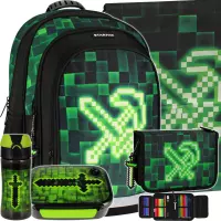 Ilustracja produktu Starpak Zestaw 5el. Pixel Green Plecak 533137 + Worek 533139 + Piórnik 533390 + 558663 + 558656