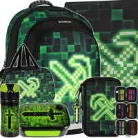 Ilustracja produktu Starpak Zestaw 6el. Pixel Green Plecak 533137 + Worek 533139 + Piórnik 533142 + Torba 533140 + 558663 + 558656