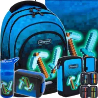 Ilustracja produktu Astrabag Zestaw Szkolny Pixel Blue 5el. Plecak 502024092 + Worek 507024048 + Piórnik 503024054