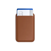 Ilustracja Satechi Vegan-Leather Wallet Stand -portfel i podstawka do iPhone'a z wegańskiej skóry kompatybilny z MagSafe (brązowy)