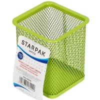 Ilustracja produktu STARPAK Pojemnik Na Długopisy Metalowy Kwadratowy Zielony 8x10cm 466242