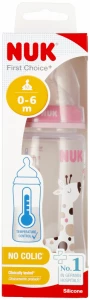 Ilustracja produktu Nuk Butelka z Wskaźnikiem temp. 300ml 0-6m First Choice+ Różowa 527911