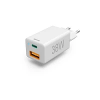 Ilustracja Ładowarka sieciowa mini 38w, pd/qc (1x usb-c, 1x usb-a),biała