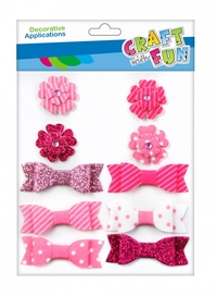 Ilustracja Craft With Fun Ozdoba Dekoracyjna Samoprzylepne Kokardy + Kwiaty Różowe 463866
