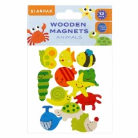 Ilustracja produktu Starpak Magnesy Drewniane Zwierzątka 12szt 528370