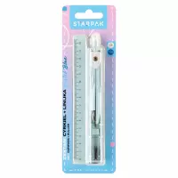 Ilustracja produktu Starpak Cyrkiel Metalowy + Linijka Pastel Blue 561876