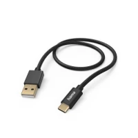 Ilustracja Hama Kabel Ładujący DATA "FABRIC" USB-A- USB-C Nylonowy Czarny
