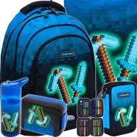 Ilustracja produktu Astrabag Zestaw Szkolny Pixel Blue 5el. Plecak 502024093 + Worek 507024048 + Piórnik 503024054 + 511025003 + 511025004