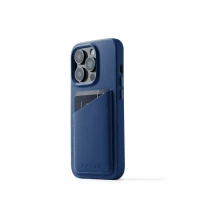 Ilustracja produktu Mujjo Full Leather Wallet Case - etui skórzane do iPhone 14 Pro (monaco blue)