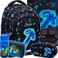 Ilustracja produktu AstraBag Zestaw Dark Pixel 5el. Plecak 502025014 + Worek 507025007 + Piórnik 503025018 + 511025003 + 511025004