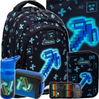 Ilustracja produktu AstraBag Zestaw Dark Pixel 5el. Plecak 502025014 + Worek 507025007 + Piórnik 503025017 + 511025003 + 511025004