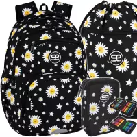 Ilustracja produktu CoolPack Zestaw Szkolny Daisy 3el. Black Plecak Pick F099817 + Worek F070817 + Piórnik F066817