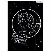 Ilustracja Starpak Teczka z Gumką A4 Unicorn Holo Black 536514