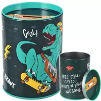 Ilustracja produktu Starpak Skarbonka Metalowa Okrągła Skate Dino 536633
