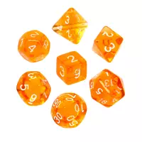 Ilustracja produktu Komplet kości REBEL RPG - Mini Kryształowe - Pomarańczowe