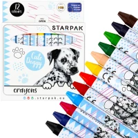 Ilustracja produktu STARPAK Kredki Woskowe 12 kolorów Piesek 397694