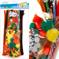 Ilustracja produktu Craft With Fun Ozdoba Dekoracyjna Drucik Powlekany Mix Kolorów + Pompony + Oczka 463781