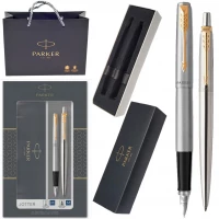 Ilustracja produktu Parker Duo Jotter Pióro Wieczne + Długopis Stal GT 2093257 + Torebka Gratis