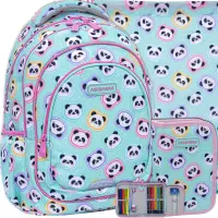 Ilustracja produktu AstraBag Zestaw Szkolny 3el. Minty Pandas Plecak AB330 502025010 + Worek 507025005 + Piórnik 503025012