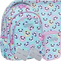 Ilustracja produktu AstraBag Zestaw Szkolny 3el. Minty Pandas Plecak AB330 502025010 + Worek 507025005 + Piórnik 503025013
