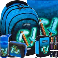 Ilustracja produktu Astrabag Zestaw Szkolny Pixel Blue 5el. Plecak 502024092 + Worek 507024048 + Piórnik 503024055