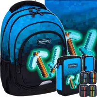 Ilustracja produktu Astrabag Zestaw Szkolny Pixel Blue 3el. Plecak 502024092 + Worek 507024048 + Piórnik 503024054