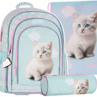 Ilustracja produktu Starpak Zestaw Szkolny 3el. Cuties Kitty Plecak 550875 + Piórnik 550991 + Worek 550943
