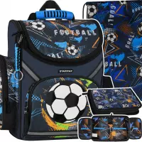 Ilustracja produktu Starpak Zestaw Szkolny 3el. Football Blue Plecak 550846 + Piórnik 550994 + Worek 550830
