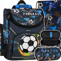Ilustracja produktu Starpak Zestaw Szkolny 3el. Football Blue Plecak 550846 + Piórnik 550906 + Worek 550830
