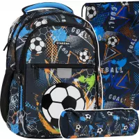 Ilustracja produktu Starpak Zestaw Szkolny 3el. Football Blue Plecak 550864 + Piórnik 550972 + Worek 550830