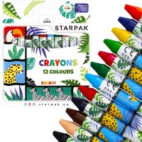 Ilustracja produktu  STARPAK Kredki Woskowe Świecowe 12 kolorów Safari 490936