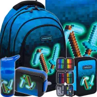 Ilustracja produktu Astrabag Zestaw Szkolny Pixel Blue 5el. Plecak 502024093 + Worek 507024048 + Piórnik 503024055 + 511025003 + 511025004