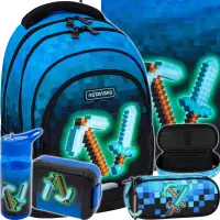 Ilustracja produktu Astrabag Zestaw Szkolny Pixel Blue 5el. Plecak 502024092 + Worek 507024048 + Piórnik 552636 + 511025003 + 511025004