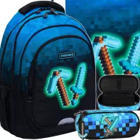 Ilustracja produktu Astrabag Zestaw Szkolny Pixel Blue 3el. Plecak 502024093 + Worek 507024048 + Piórnik 552636
