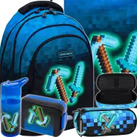Ilustracja produktu Astrabag Zestaw Szkolny Pixel Blue 5el. Plecak 502024093 + Worek 507024048 + Piórnik 552636 + 511025003 + 511025004