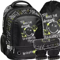 Ilustracja produktu Paso Zestaw Szkolny 3el. Smiley World Plecak SM25LT-260 + Piórnik SM25LT-013 + Worek SM25LT-712