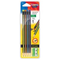 Ilustracja produktu Colorino Stripes Ołówek z Gumką Trójkątny HB 4 Sztuki 39927PTR