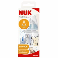 Ilustracja Nuk Butelka 150ml 0-6m First Choice+ Smoczek Silikonowy M Kubuś Niebieska 536897