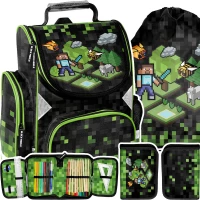 Ilustracja Paso Zestaw Szkolny 3el. Pixel Game Tornister PP24XL-525 + Piórnik PP24XL-P001 + Worek PP24XL-712 