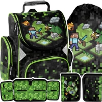Ilustracja Paso Zestaw Szkolny 3el. Pixel Game Tornister PP24XL-525 + Piórnik PP24XL-P001BW + Worek PP24XL-712