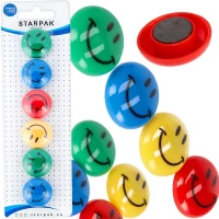 Ilustracja produktu STARPAK Magnes Kolorowy Mix Emotikon 6 szt Uśmiech 30mm 378347 