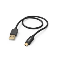 Ilustracja Hama Kabel Ładujący DATA "FABRIC" USB-A- MICRO-USB Nylonowy Czarny