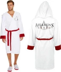 Ilustracja Szlafrok Męski Assasins Creed z Kapturem Biały