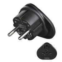 Ilustracja Hama Travel Adapter Type E and F, 3-Pin Black