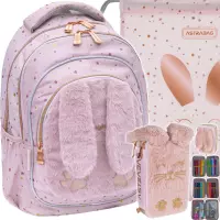 Ilustracja produktu AstraBag Zestaw Szkolny Fluffy Bunny 3el. Plecak 502025022 + Worek 507025023 + Piórnik 503024083