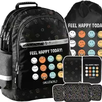 Ilustracja produktu  Paso Zestaw Szkolny 3el. Feel Happy Plecak SM25LR-116 + Piórnik SM25LR-P001BW + Worek SM25LR-712